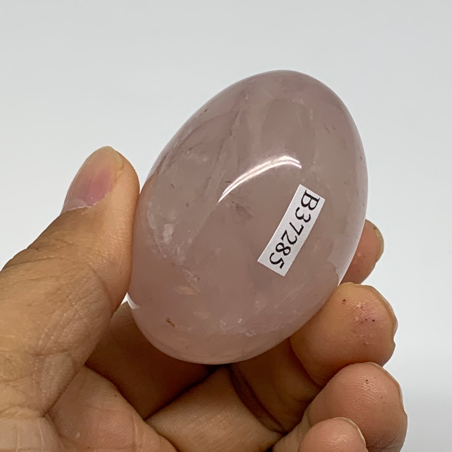 122.9g , 2.1"x1.8"x1.5", Natural Pink Rose Quartz Palm-stone Crystal, B37285