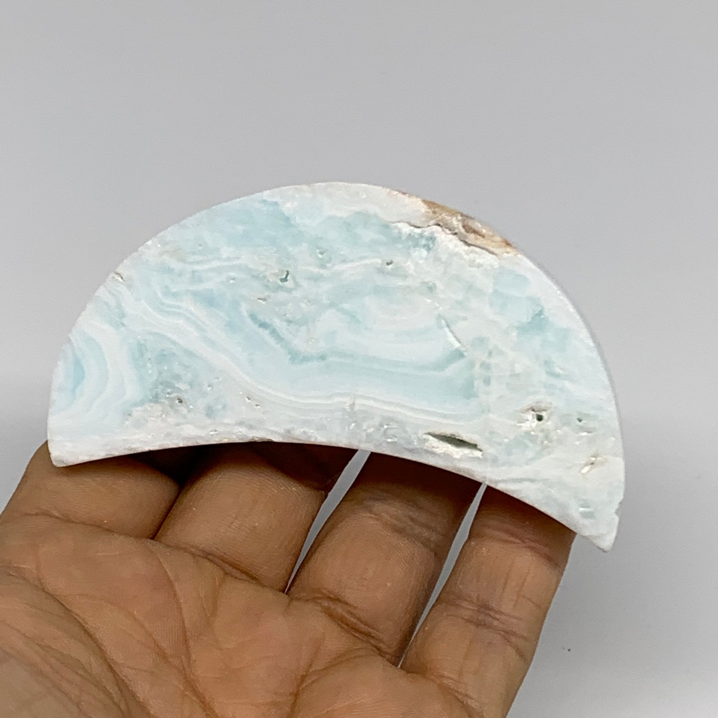 108.3g, 3.2"x1.5"x0.6", Caribbean Calcite Moon Crescent Gemstone, B33634