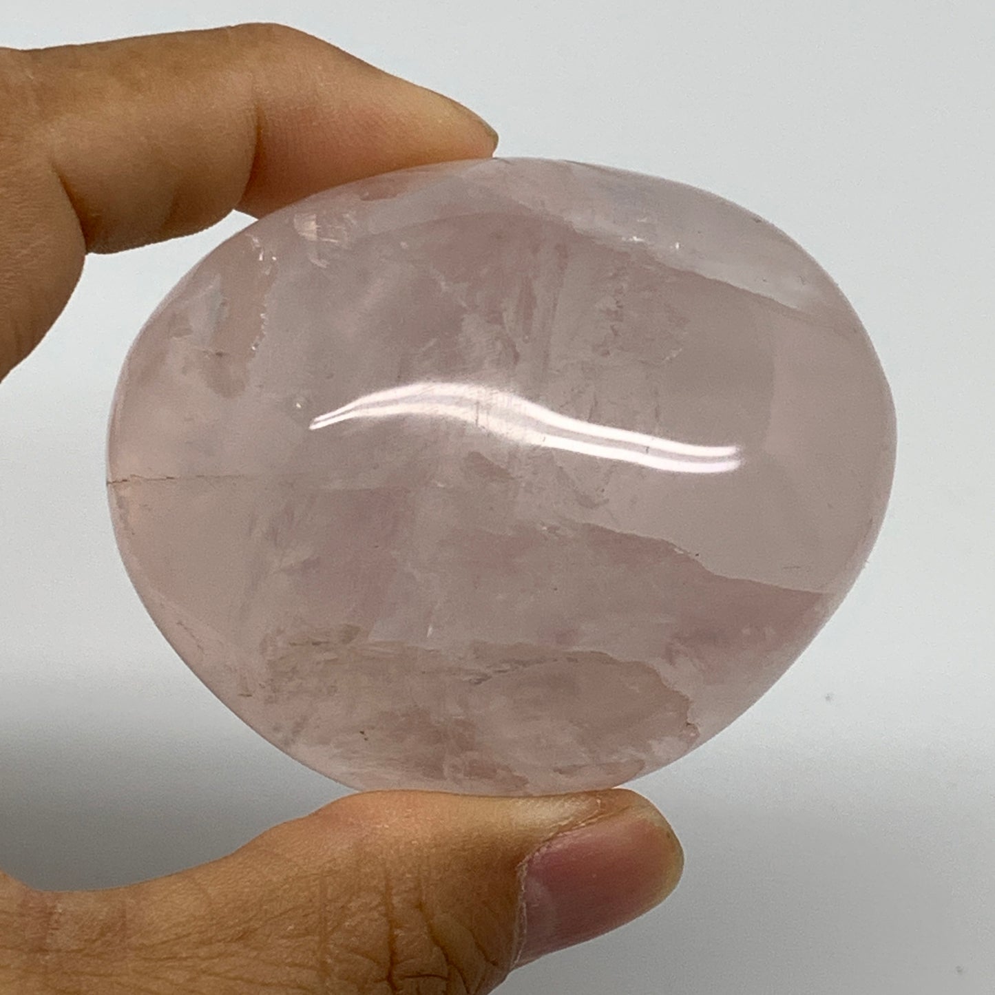 176.2g , 2.5"x2"x1.5", Natural Pink Rose Quartz Palm-stone Crystal, B37284