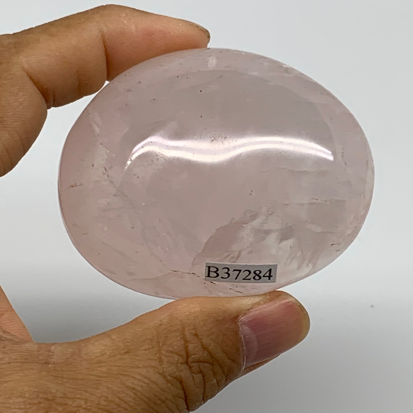 176.2g , 2.5"x2"x1.5", Natural Pink Rose Quartz Palm-stone Crystal, B37284