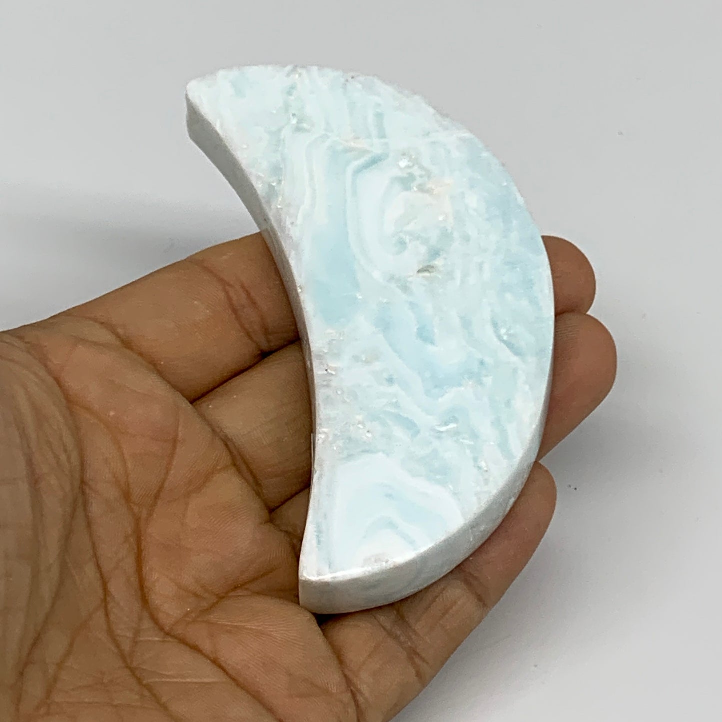 108.3g, 3.2"x1.5"x0.6", Caribbean Calcite Moon Crescent Gemstone, B33634