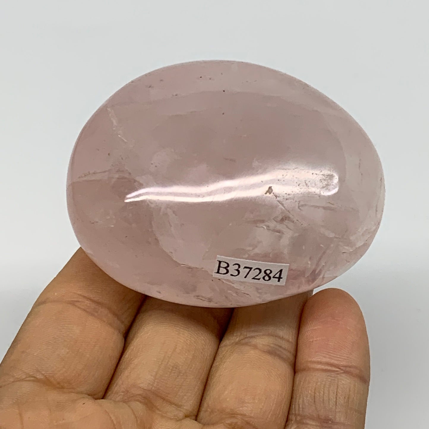 176.2g , 2.5"x2"x1.5", Natural Pink Rose Quartz Palm-stone Crystal, B37284