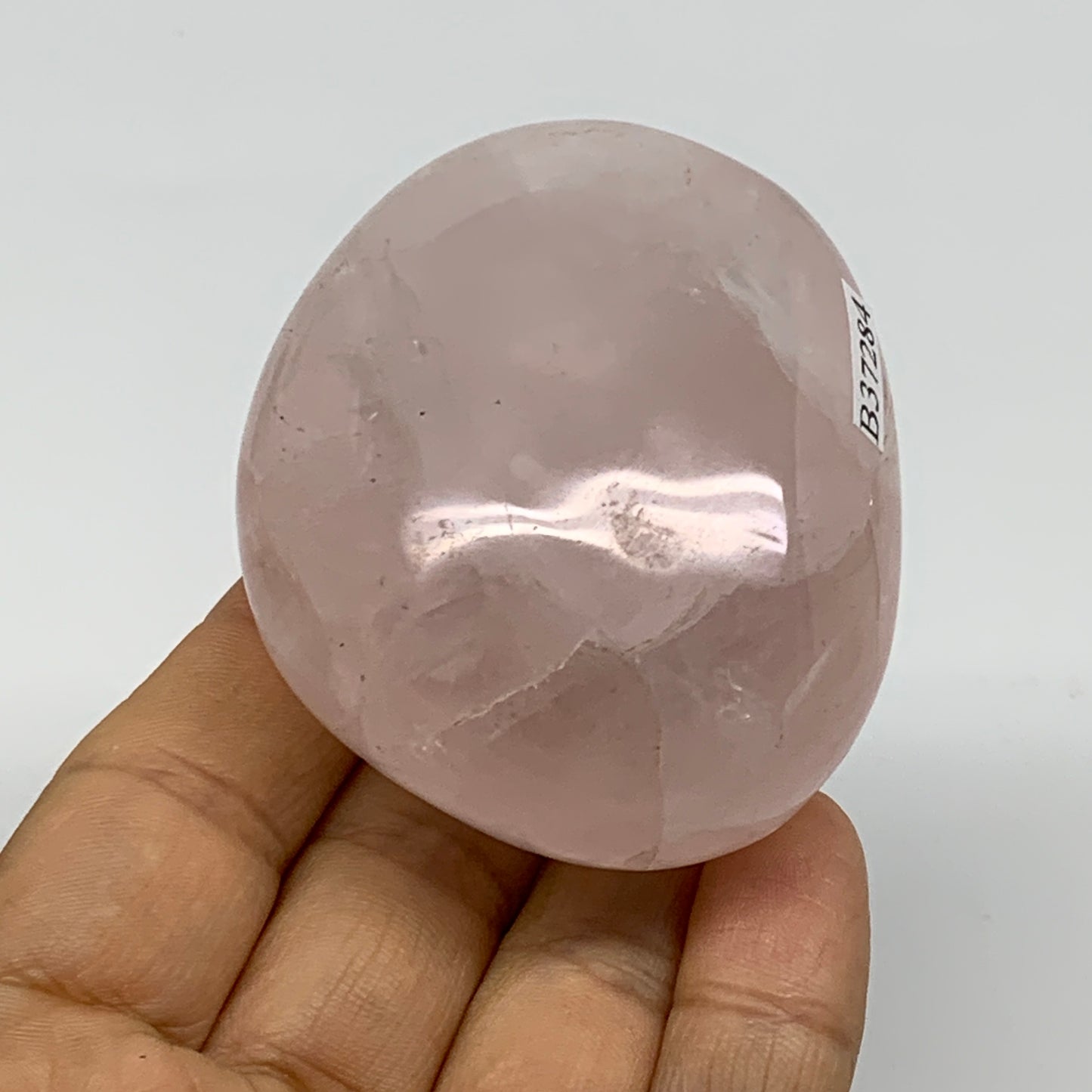 176.2g , 2.5"x2"x1.5", Natural Pink Rose Quartz Palm-stone Crystal, B37284