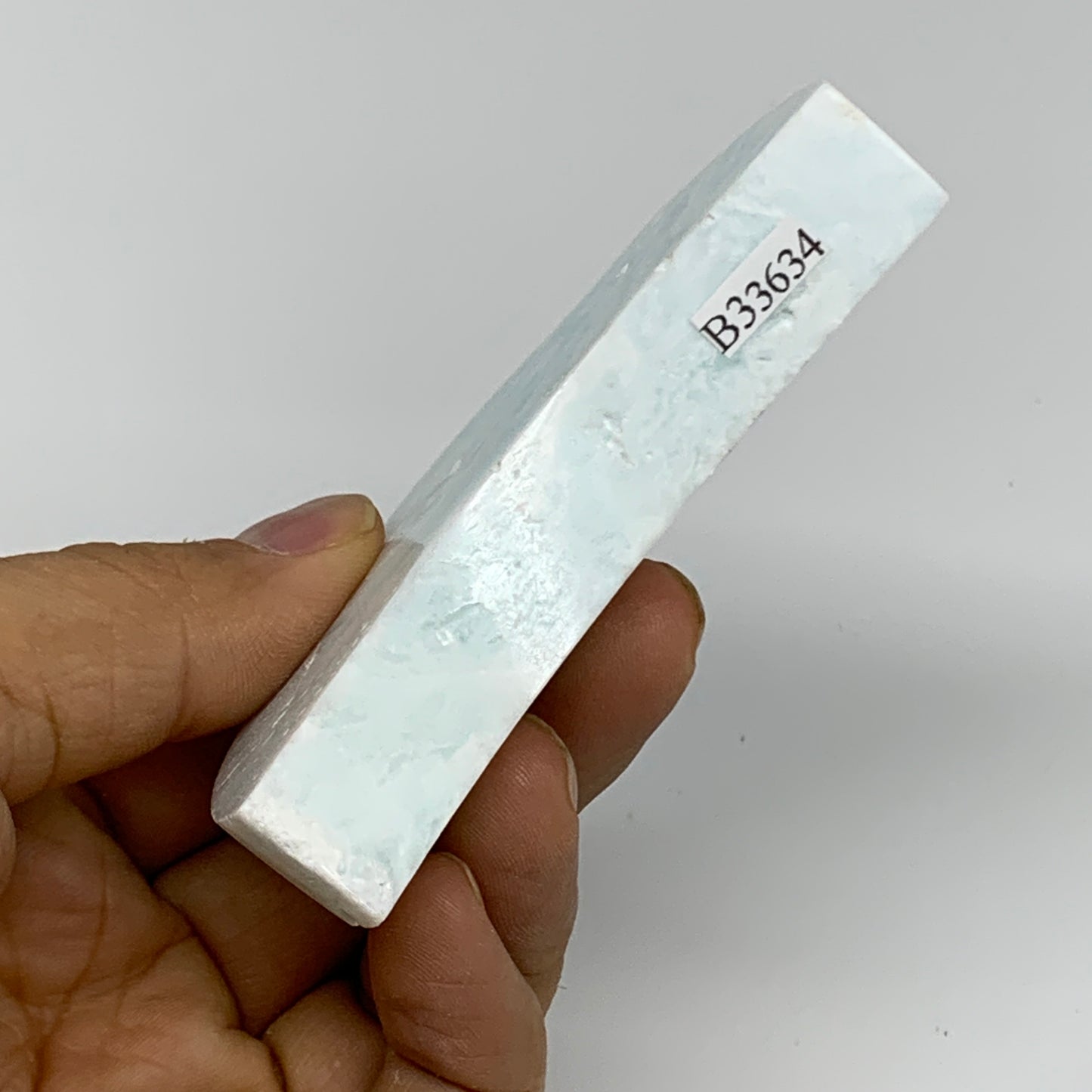 108.3g, 3.2"x1.5"x0.6", Caribbean Calcite Moon Crescent Gemstone, B33634