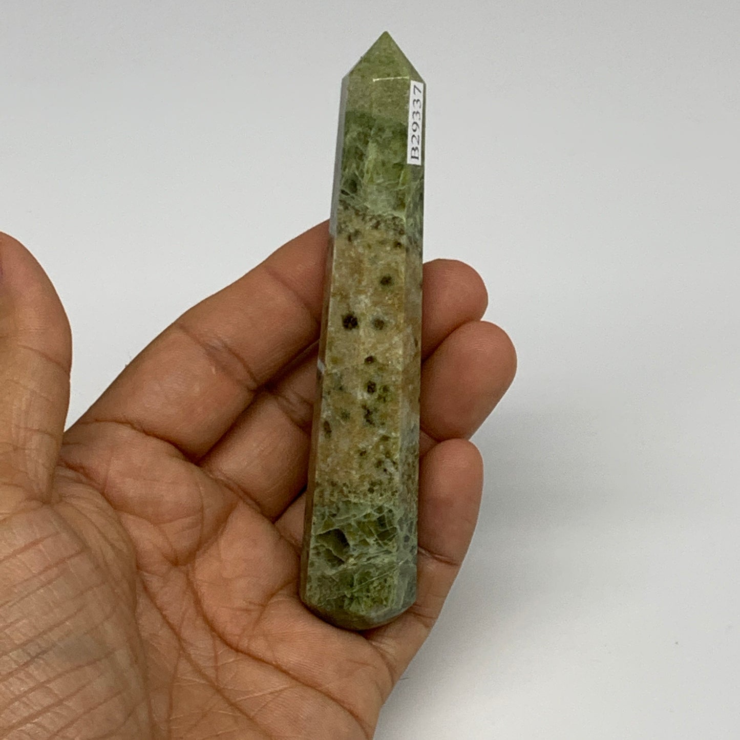 85.1g, 4.2"x0.8",  Natural Vasonite Wand Point Crystal from India, B29337