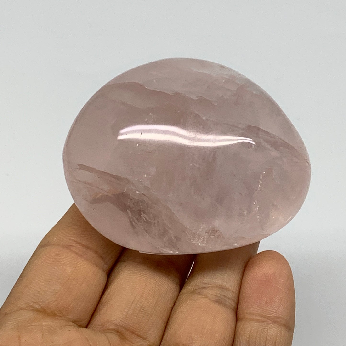 176.2g , 2.5"x2"x1.5", Natural Pink Rose Quartz Palm-stone Crystal, B37284