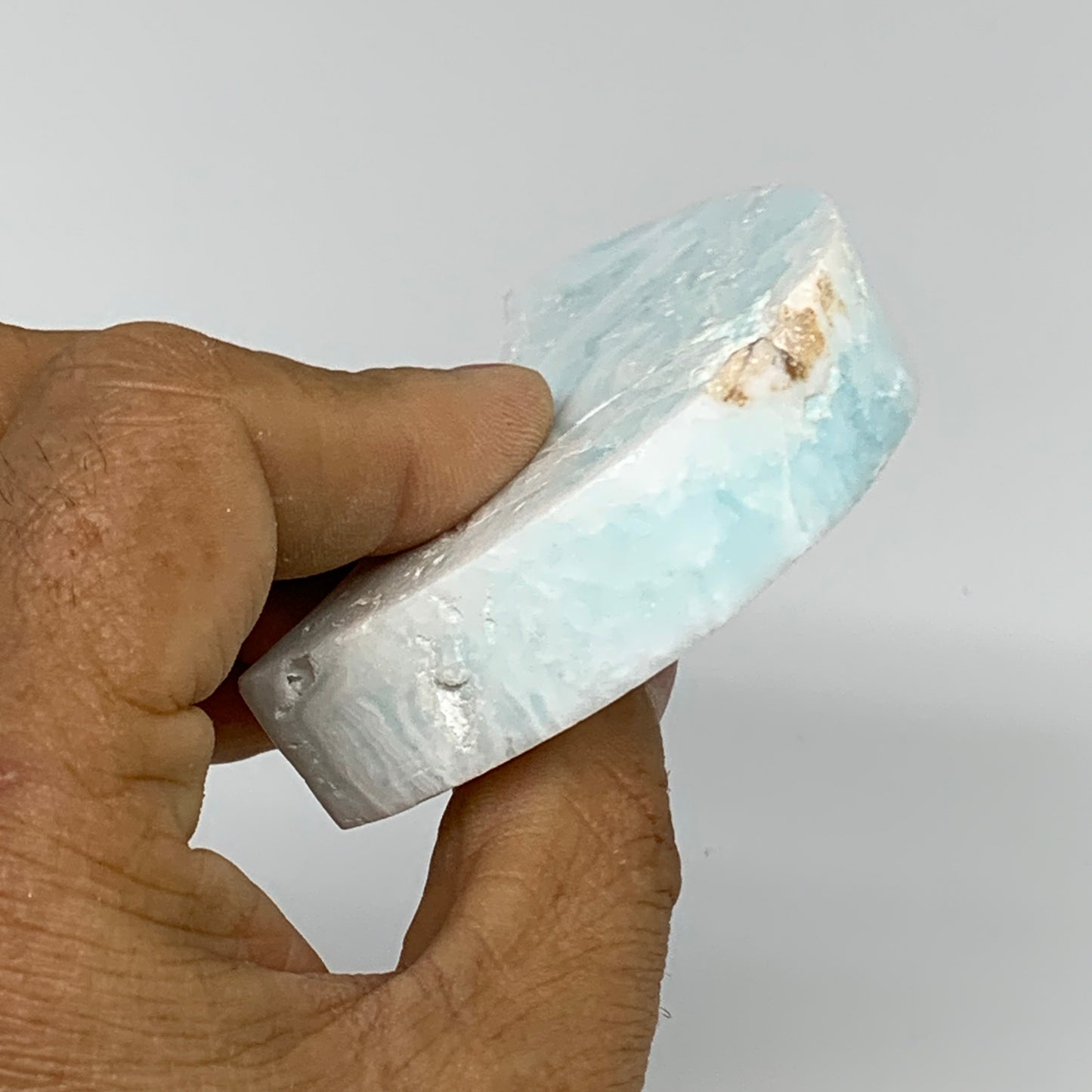 108.3g, 3.2"x1.5"x0.6", Caribbean Calcite Moon Crescent Gemstone, B33634