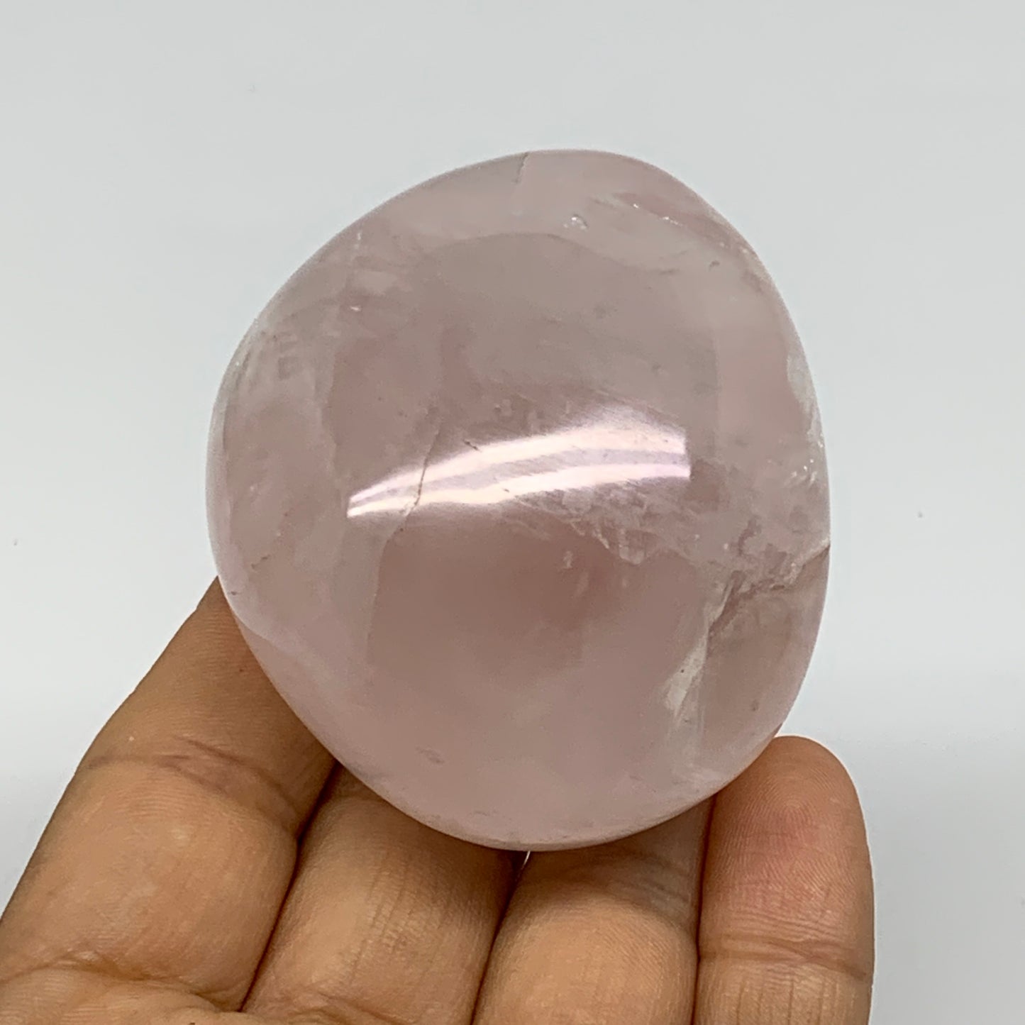 176.2g , 2.5"x2"x1.5", Natural Pink Rose Quartz Palm-stone Crystal, B37284