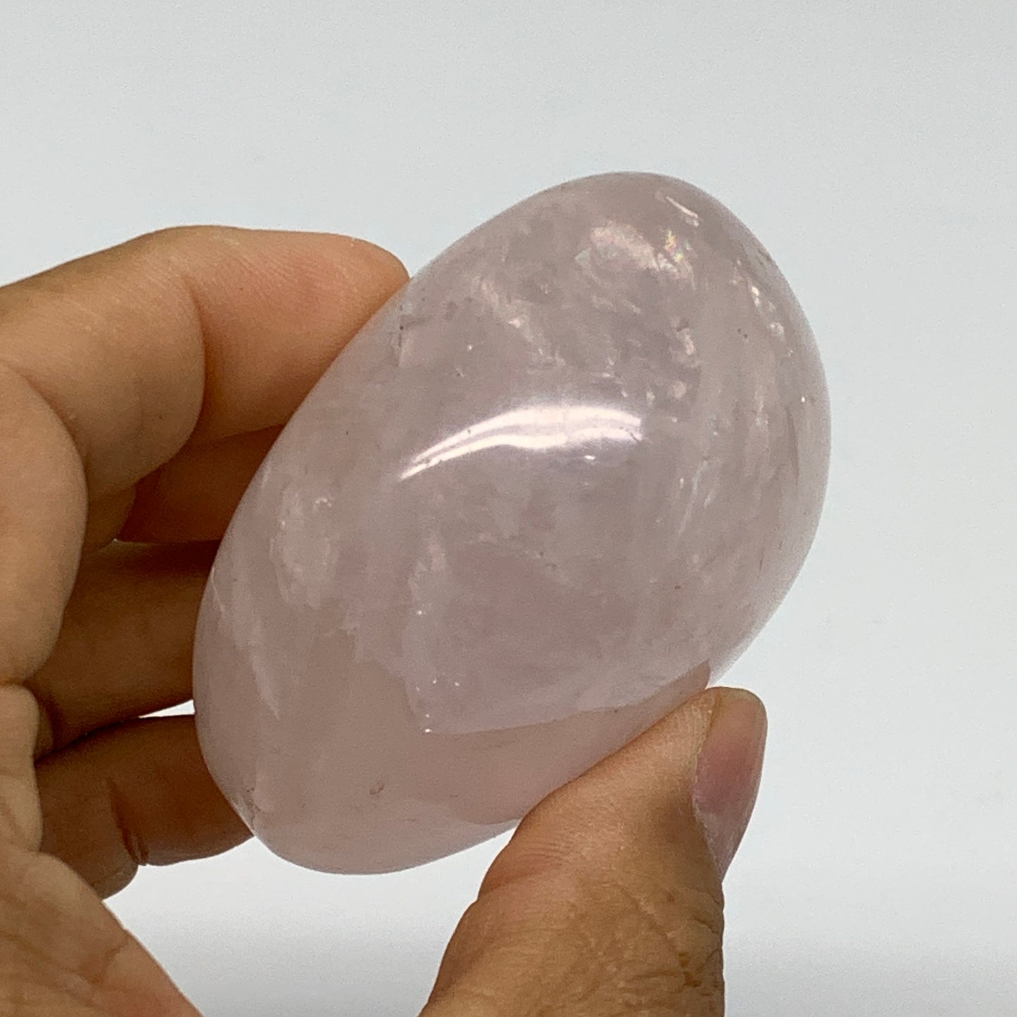 176.2g , 2.5"x2"x1.5", Natural Pink Rose Quartz Palm-stone Crystal, B37284