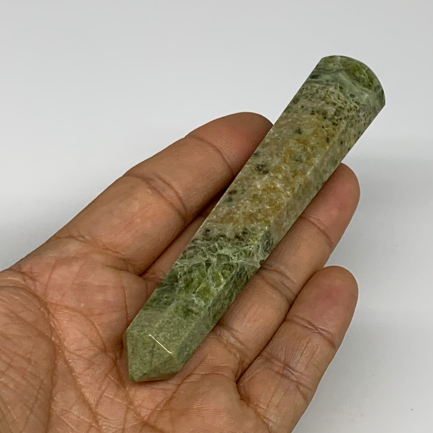 85.1g, 4.2"x0.8",  Natural Vasonite Wand Point Crystal from India, B29337