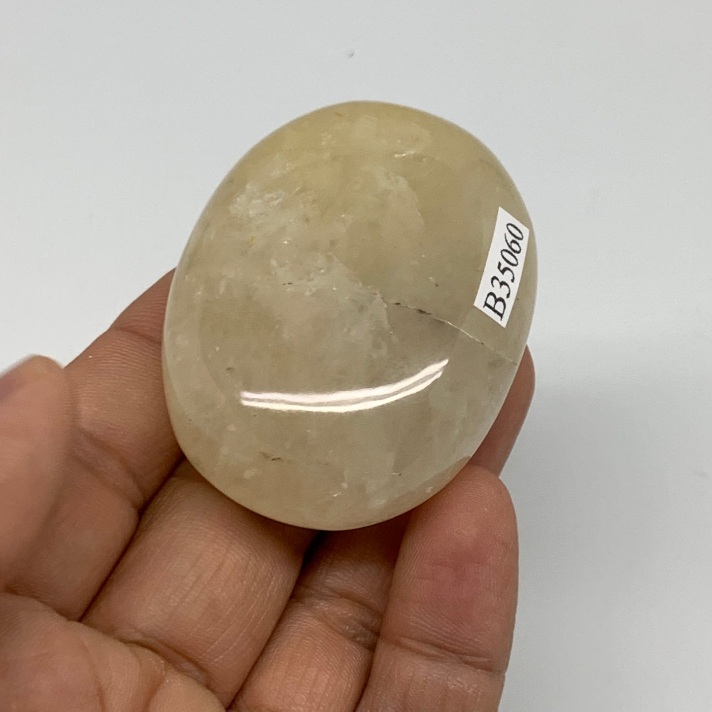 76.9g, 2.1"x1.6"x0.9", Yellow Aventurine Palm-Stone Crystal Stone, B35060