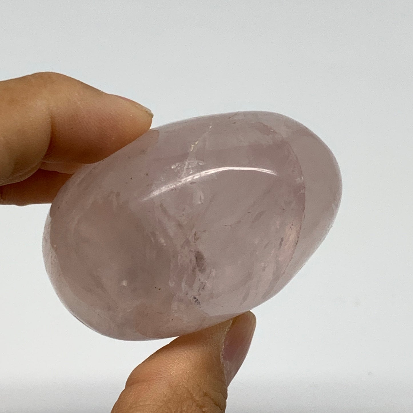 176.2g , 2.5"x2"x1.5", Natural Pink Rose Quartz Palm-stone Crystal, B37284