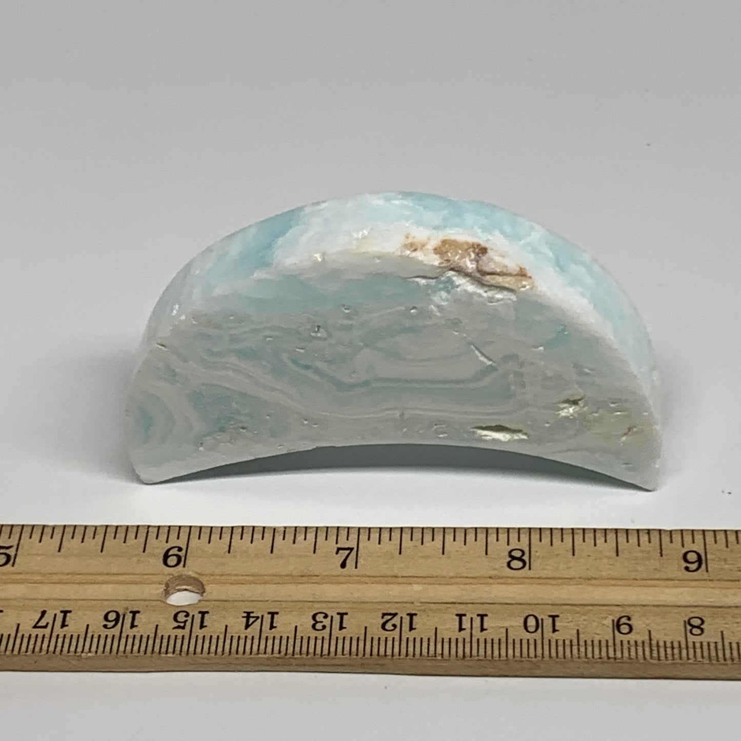 108.3g, 3.2"x1.5"x0.6", Caribbean Calcite Moon Crescent Gemstone, B33634