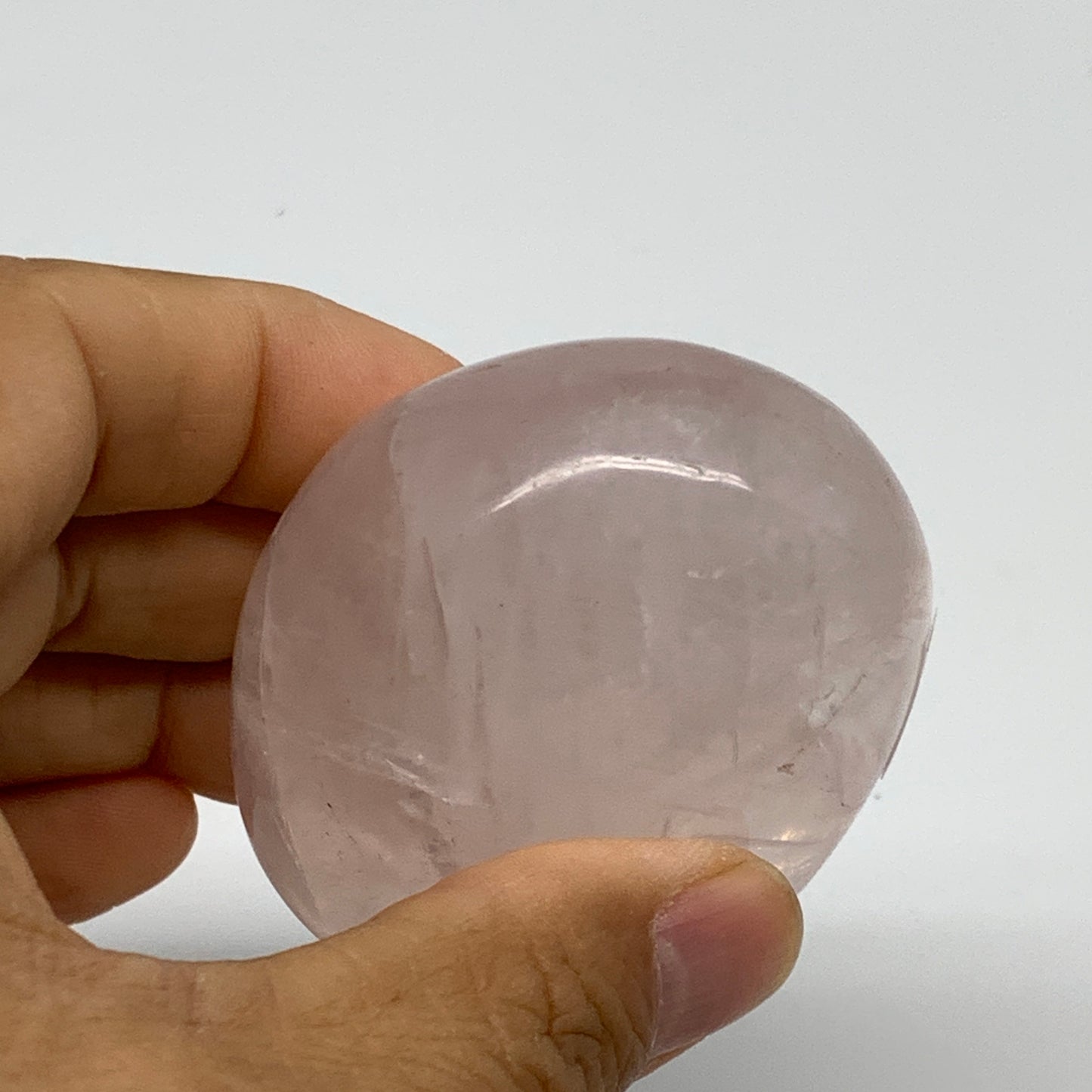 176.2g , 2.5"x2"x1.5", Natural Pink Rose Quartz Palm-stone Crystal, B37284