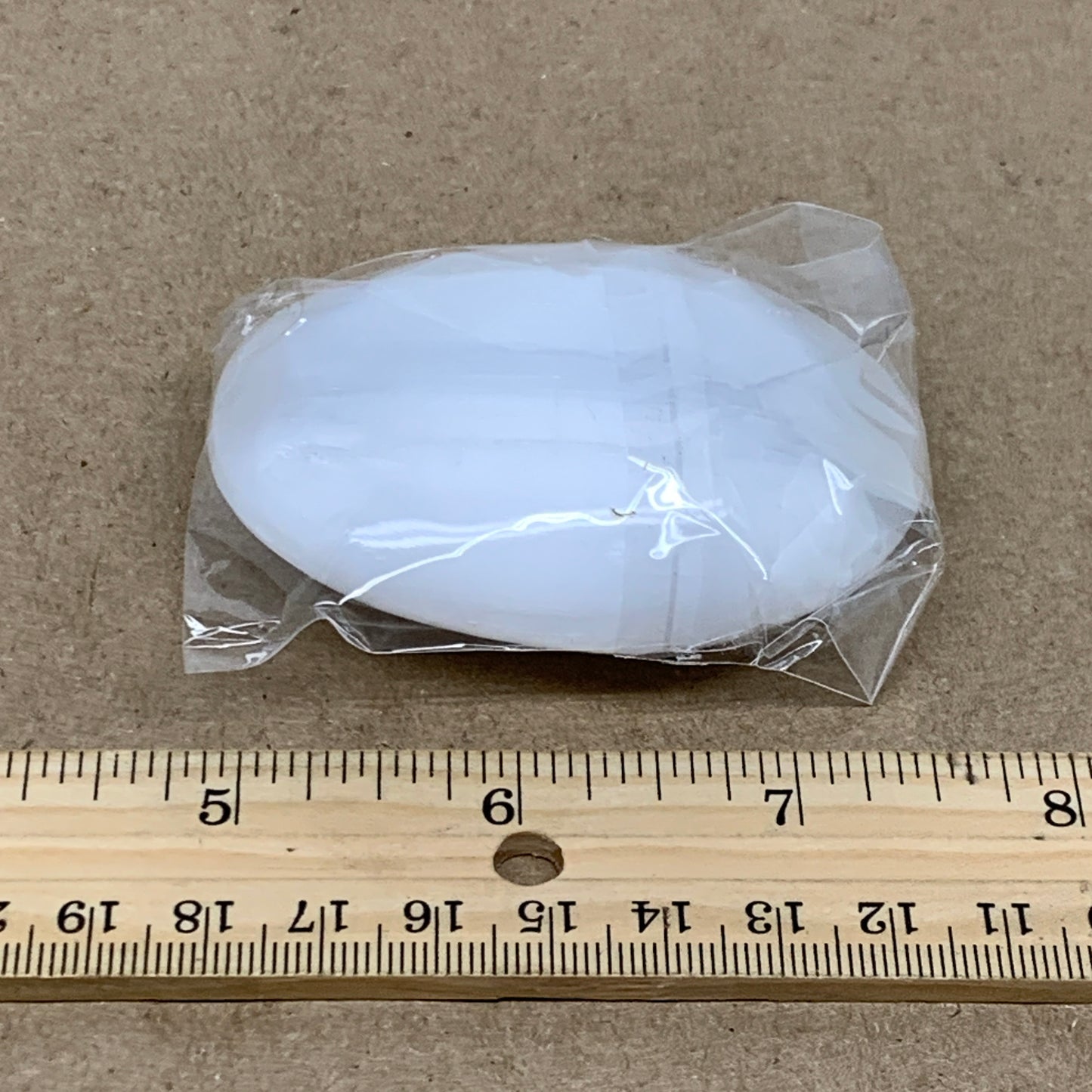 97g, 2.7"x2"x1", White Selenite Palmstone Crystal Pillow Reiki, B36373