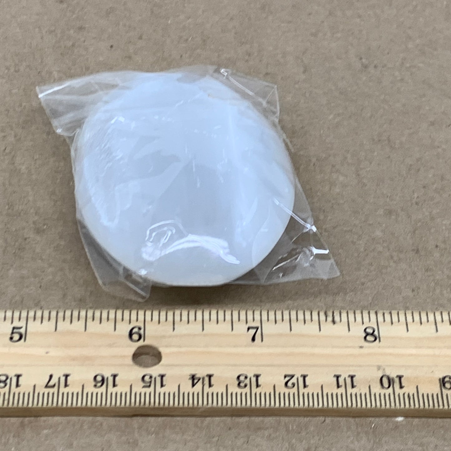 97g, 2.7"x2"x1", White Selenite Palmstone Crystal Pillow Reiki, B36373