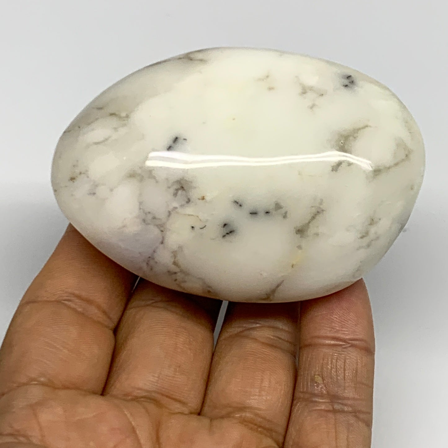 139.2g, 2.9"x2"x1.2", Dendrite Opal Palm-Stone Reiki Energy Crystal, B27818