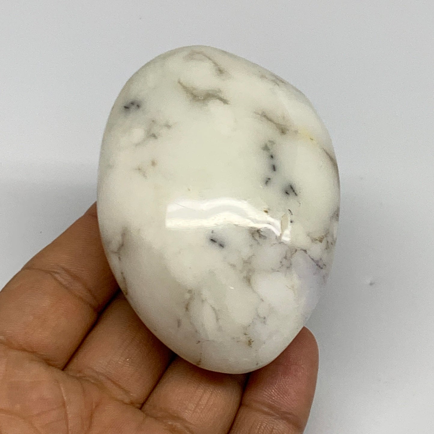 139.2g, 2.9"x2"x1.2", Dendrite Opal Palm-Stone Reiki Energy Crystal, B27818
