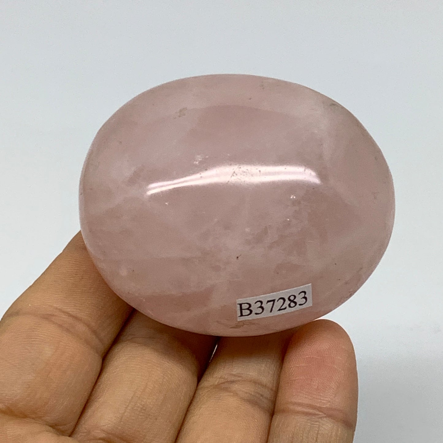 145.5g , 2.3"x2"x1.4", Natural Pink Rose Quartz Palm-stone Crystal, B37283