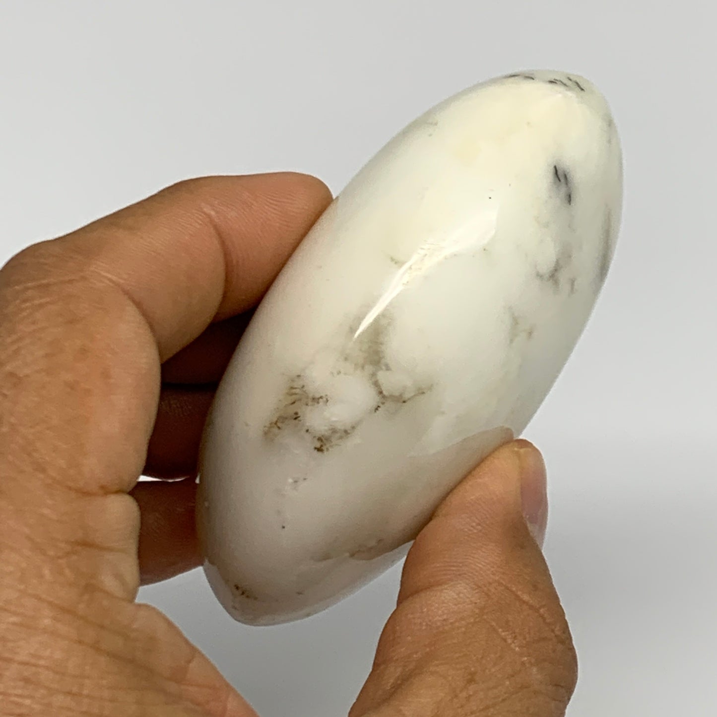 139.2g, 2.9"x2"x1.2", Dendrite Opal Palm-Stone Reiki Energy Crystal, B27818