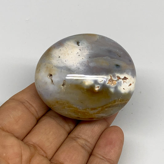 111.4g, 2.1"x1.9"x1.3" Natural Ocean Jasper Palm-Stone Orbicular Jasper, B30770