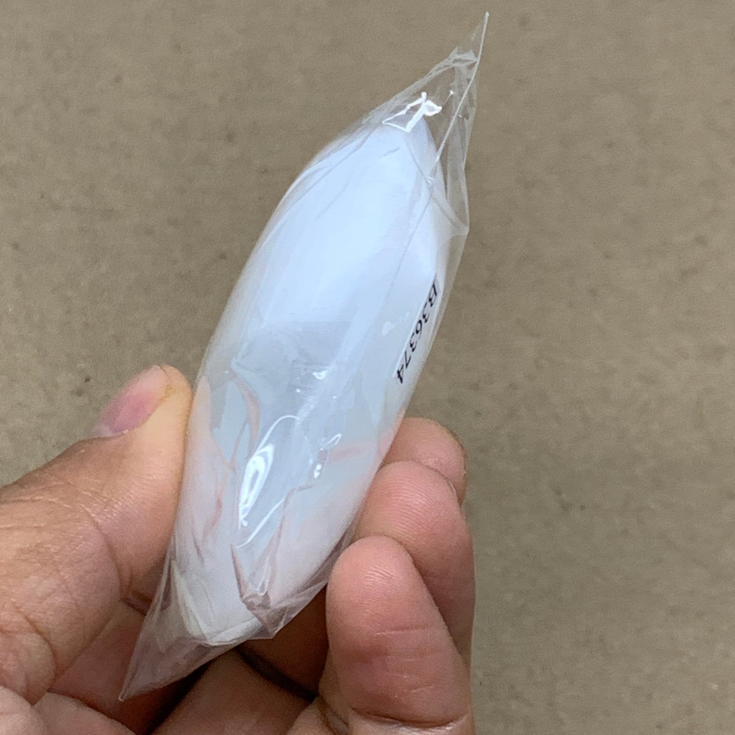 97g, 2.8"x2"x0.9", White Selenite Palmstone Crystal Pillow Reiki, B36374