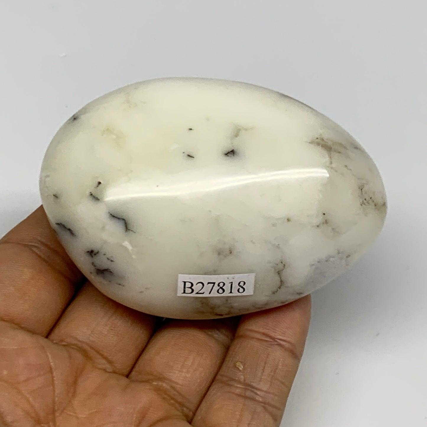 139.2g, 2.9"x2"x1.2", Dendrite Opal Palm-Stone Reiki Energy Crystal, B27818