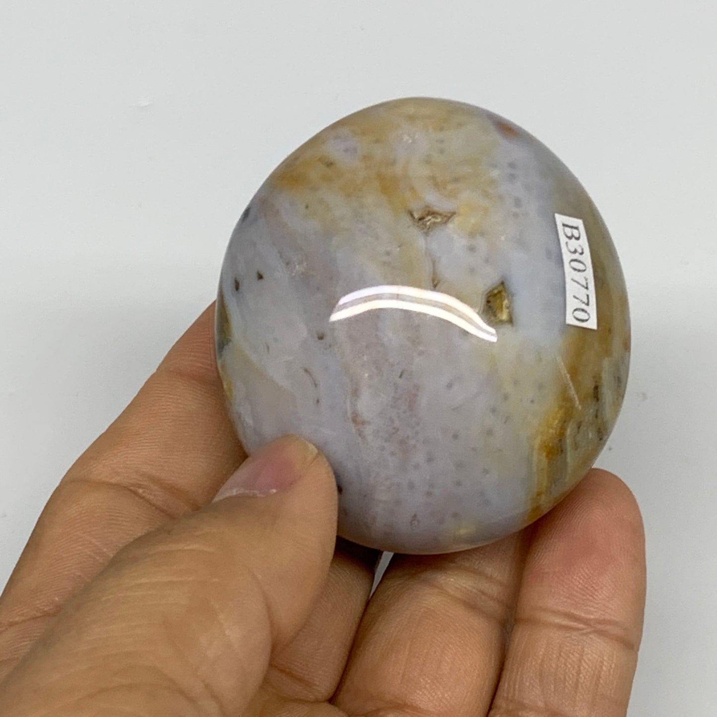 111.4g, 2.1"x1.9"x1.3" Natural Ocean Jasper Palm-Stone Orbicular Jasper, B30770