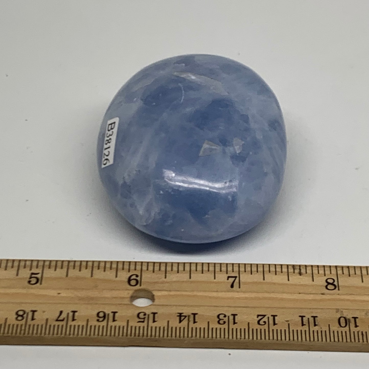 144.2g, 2.4"x2.1"x1.2" Blue Calcite Palm-Stone Polished Tumbled, B38126