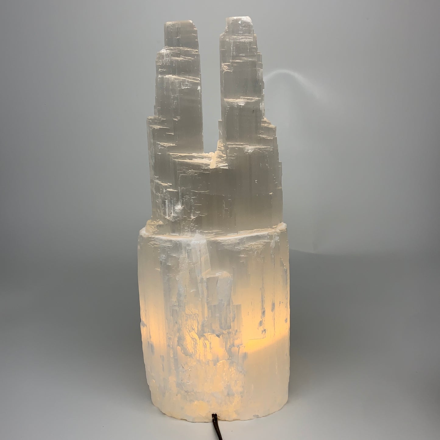 11.2 lbs, 13.7"x5.2"x3.8" Rough Selenite (Satin Spar) Lamp Tower W/Chord, B35759