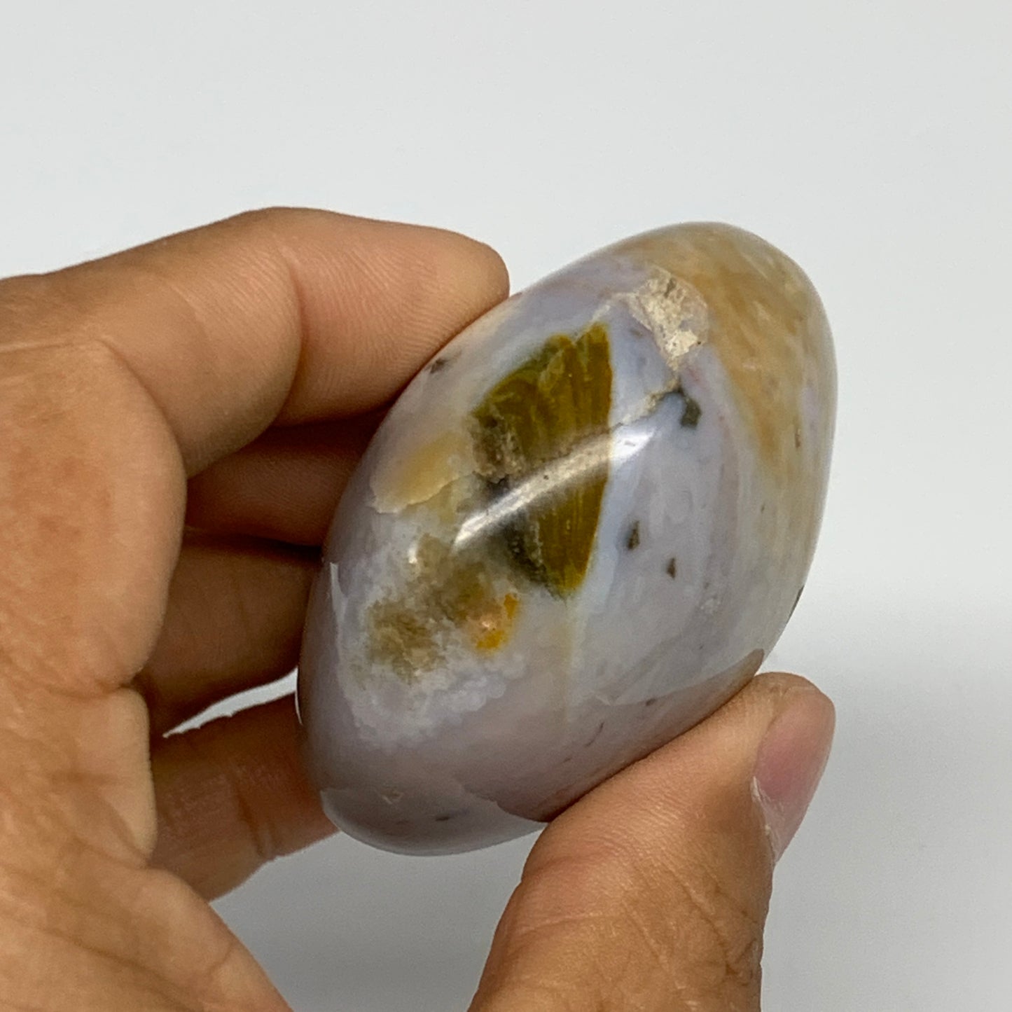 111.4g, 2.1"x1.9"x1.3" Natural Ocean Jasper Palm-Stone Orbicular Jasper, B30770