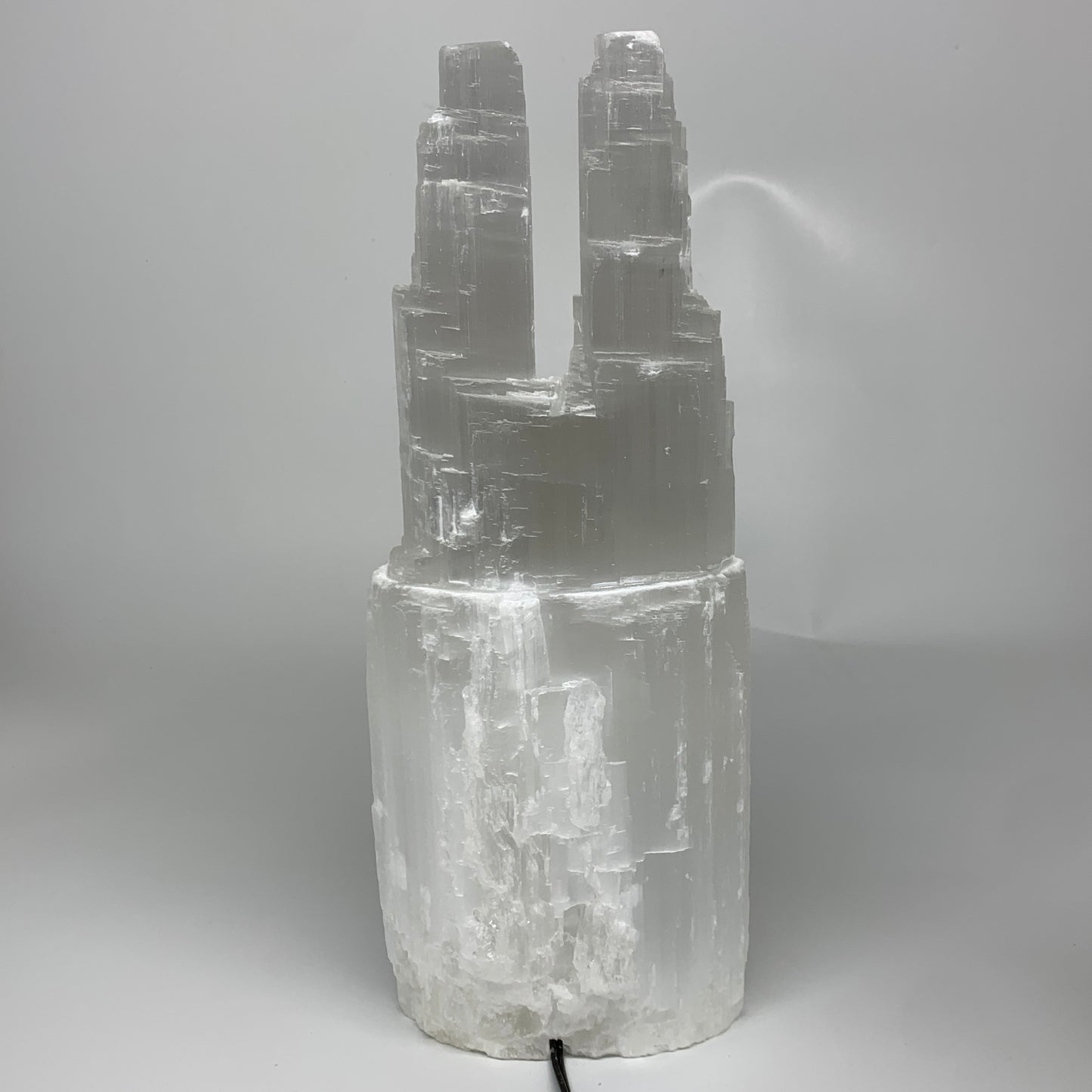 11.2 lbs, 13.7"x5.2"x3.8" Rough Selenite (Satin Spar) Lamp Tower W/Chord, B35759