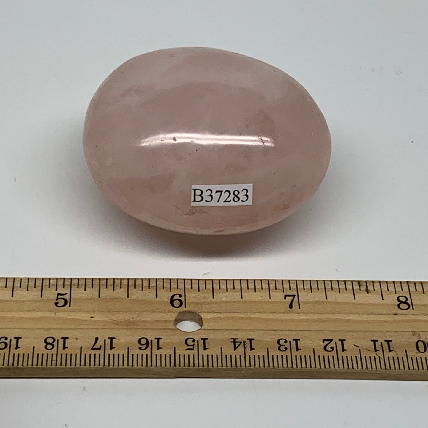 145.5g , 2.3"x2"x1.4", Natural Pink Rose Quartz Palm-stone Crystal, B37283