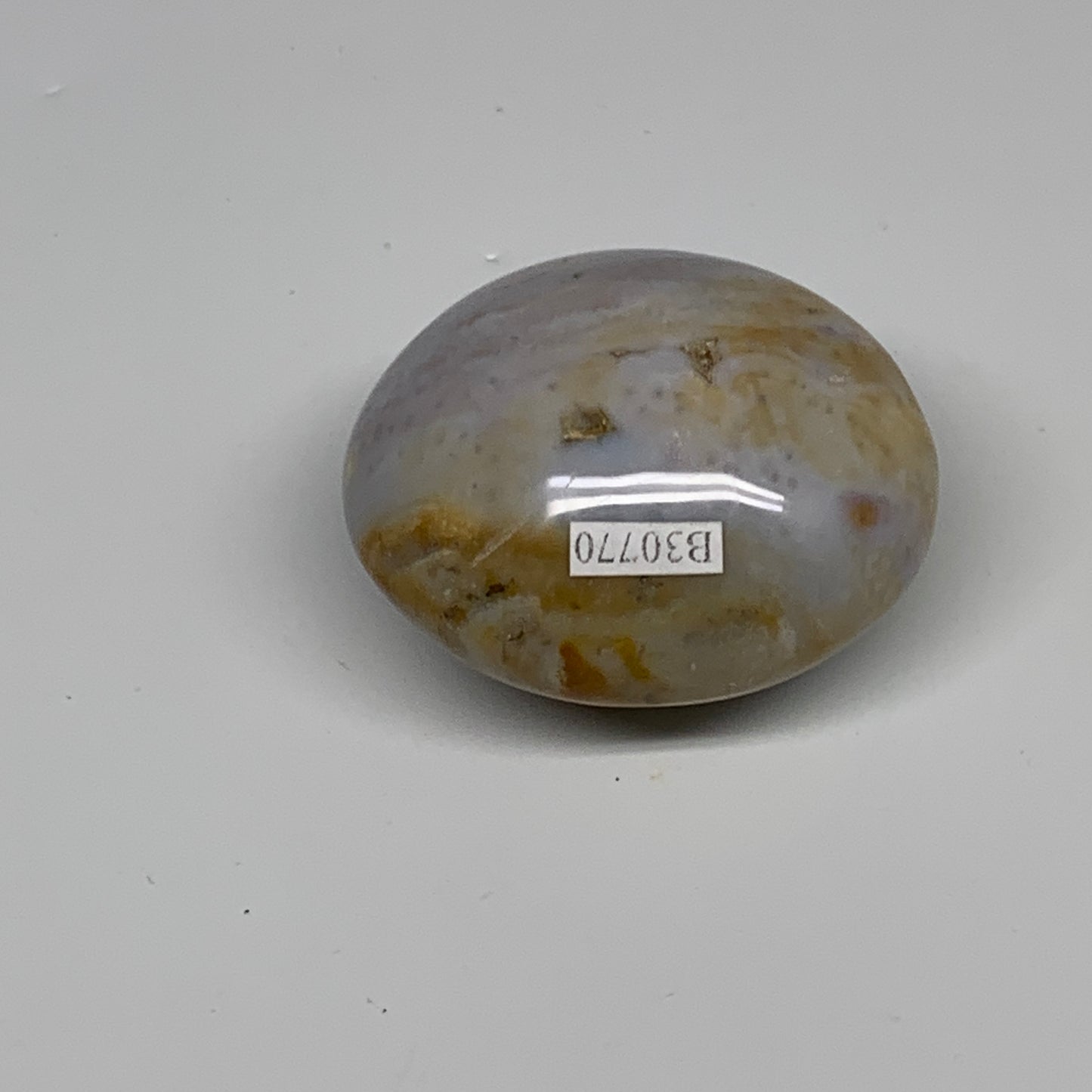 111.4g, 2.1"x1.9"x1.3" Natural Ocean Jasper Palm-Stone Orbicular Jasper, B30770