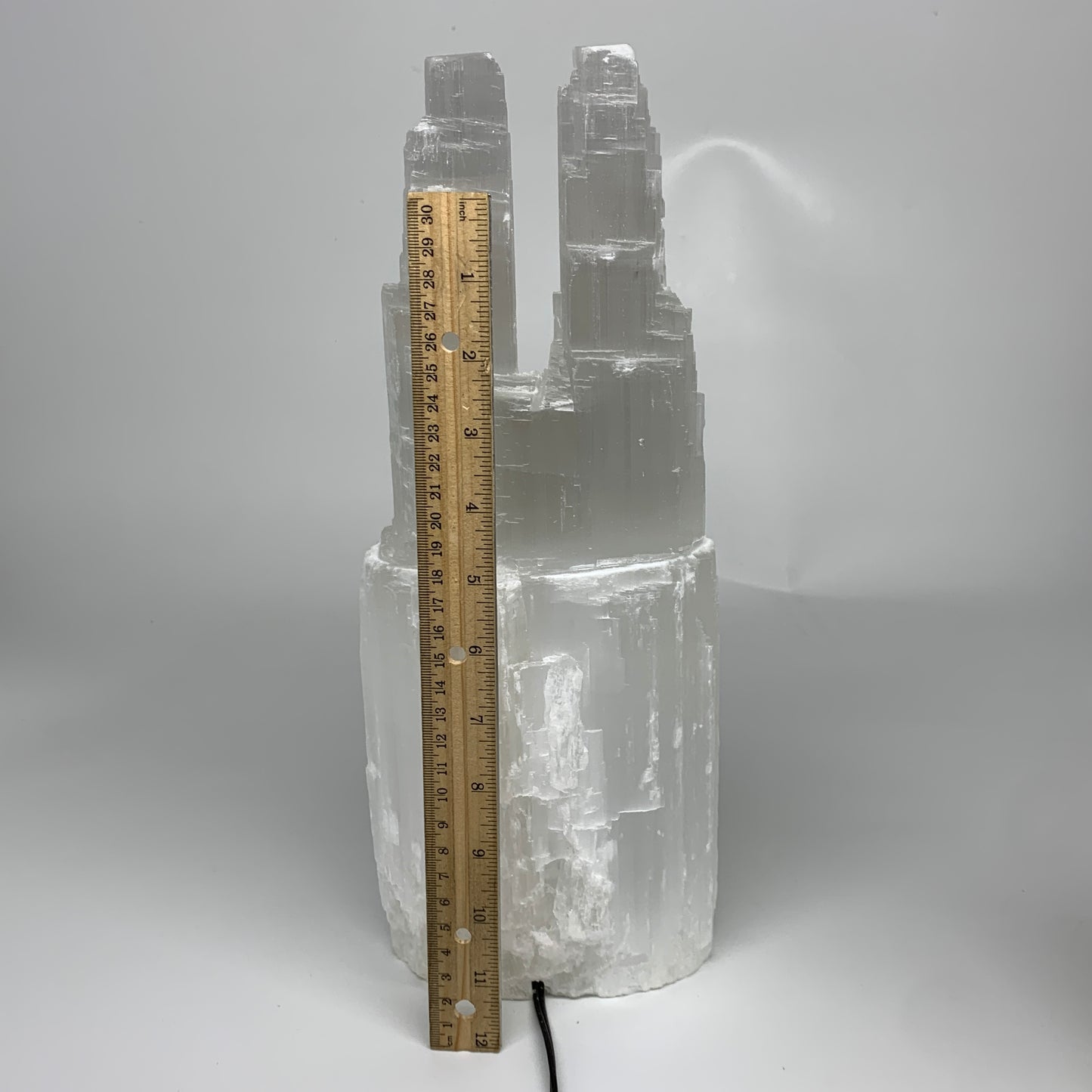 11.2 lbs, 13.7"x5.2"x3.8" Rough Selenite (Satin Spar) Lamp Tower W/Chord, B35759