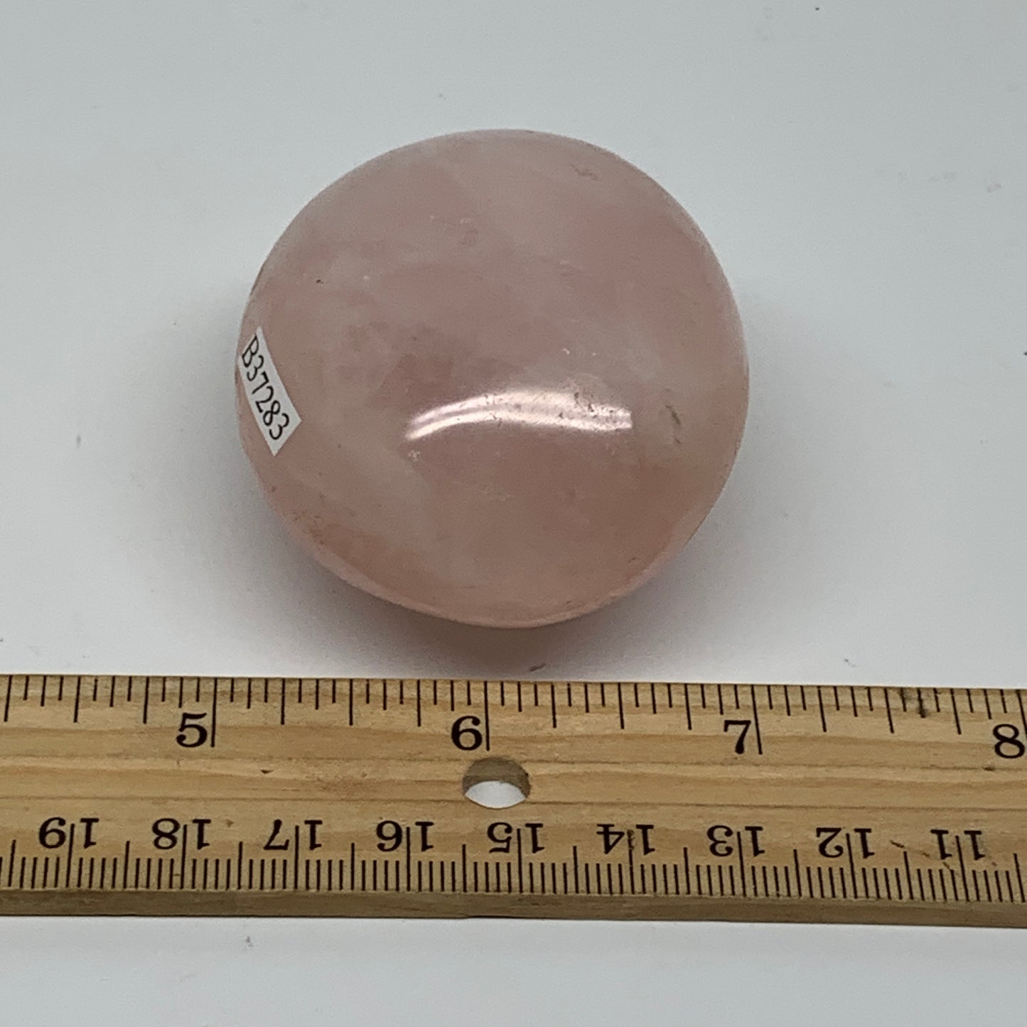 145.5g , 2.3"x2"x1.4", Natural Pink Rose Quartz Palm-stone Crystal, B37283