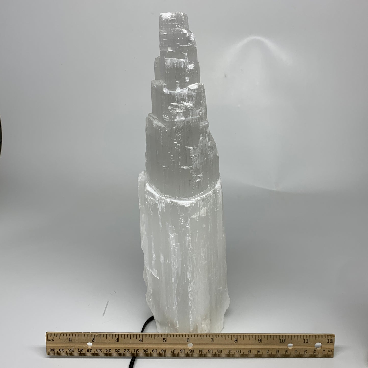 11.2 lbs, 13.7"x5.2"x3.8" Rough Selenite (Satin Spar) Lamp Tower W/Chord, B35759