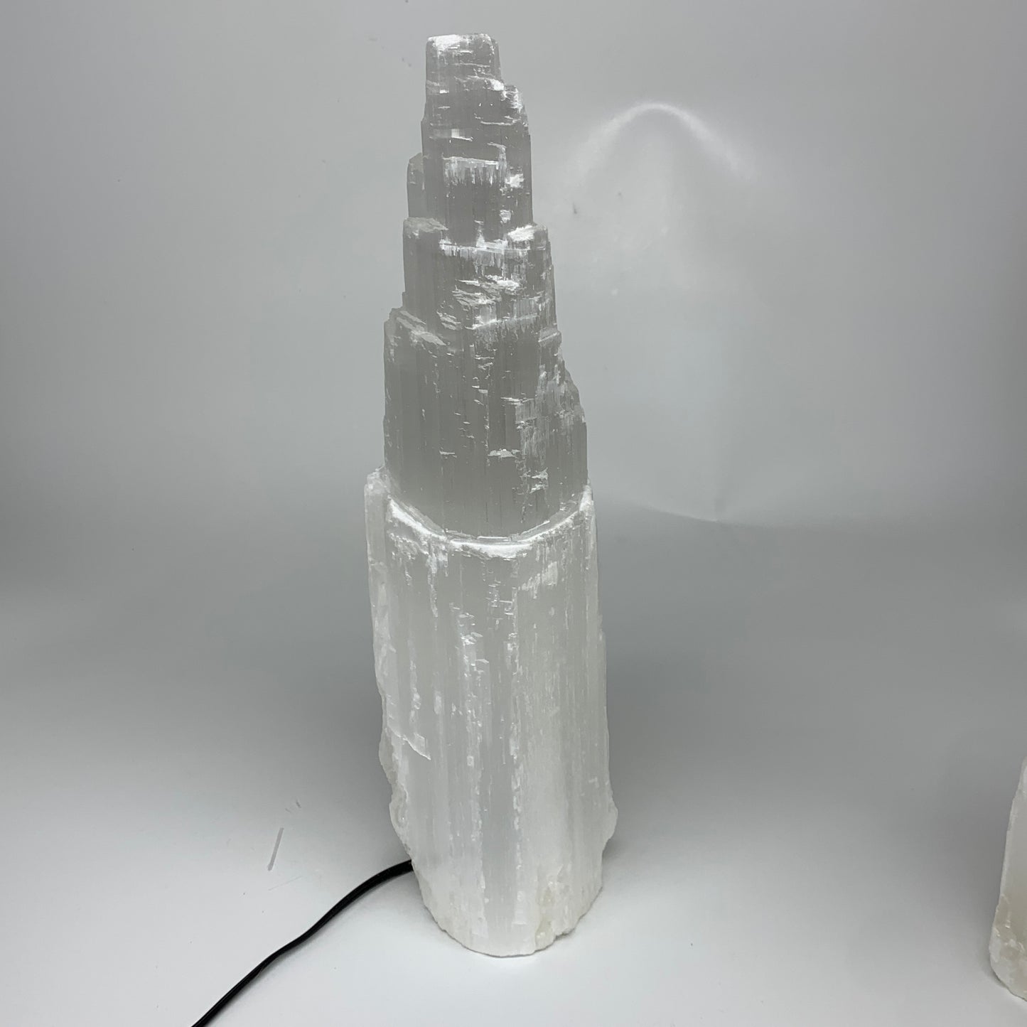 11.2 lbs, 13.7"x5.2"x3.8" Rough Selenite (Satin Spar) Lamp Tower W/Chord, B35759