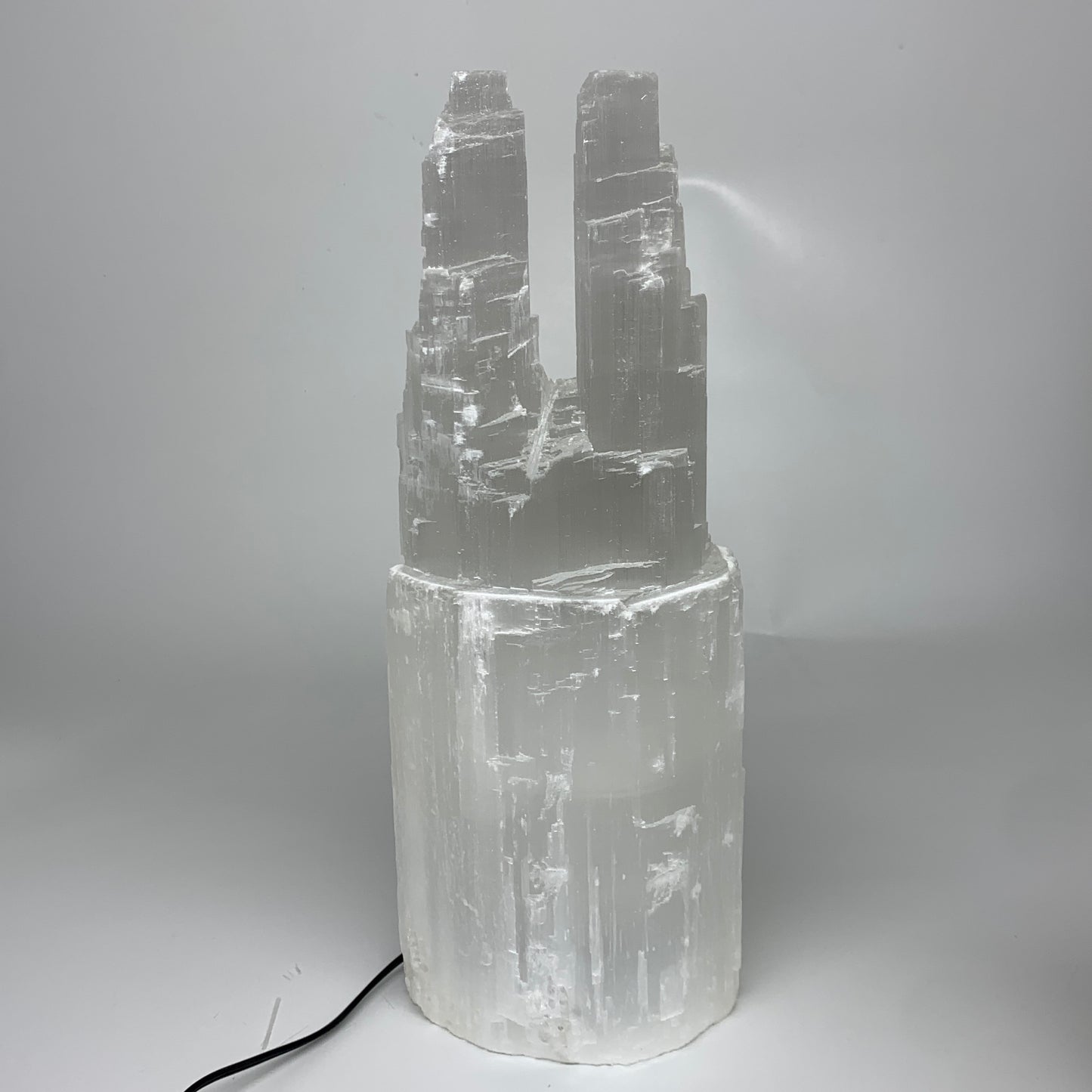 11.2 lbs, 13.7"x5.2"x3.8" Rough Selenite (Satin Spar) Lamp Tower W/Chord, B35759