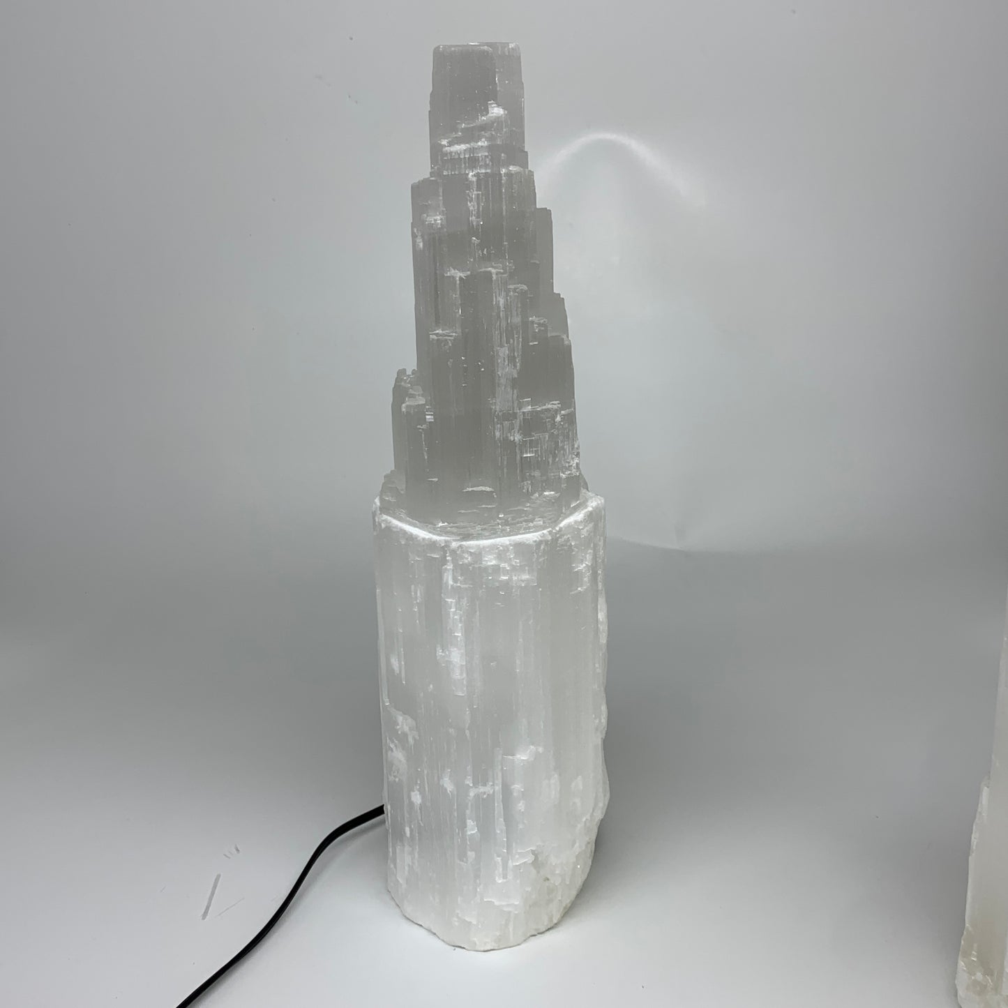 11.2 lbs, 13.7"x5.2"x3.8" Rough Selenite (Satin Spar) Lamp Tower W/Chord, B35759