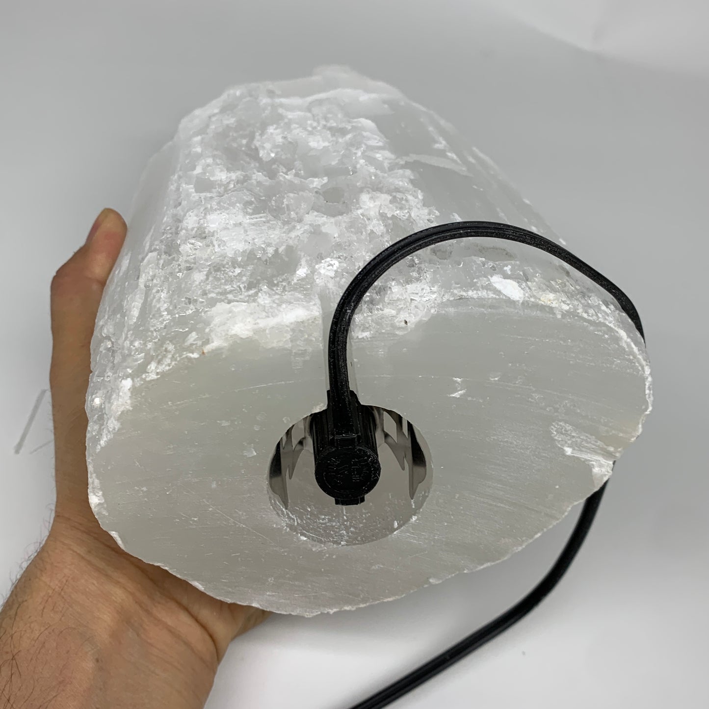 11.2 lbs, 13.7"x5.2"x3.8" Rough Selenite (Satin Spar) Lamp Tower W/Chord, B35759