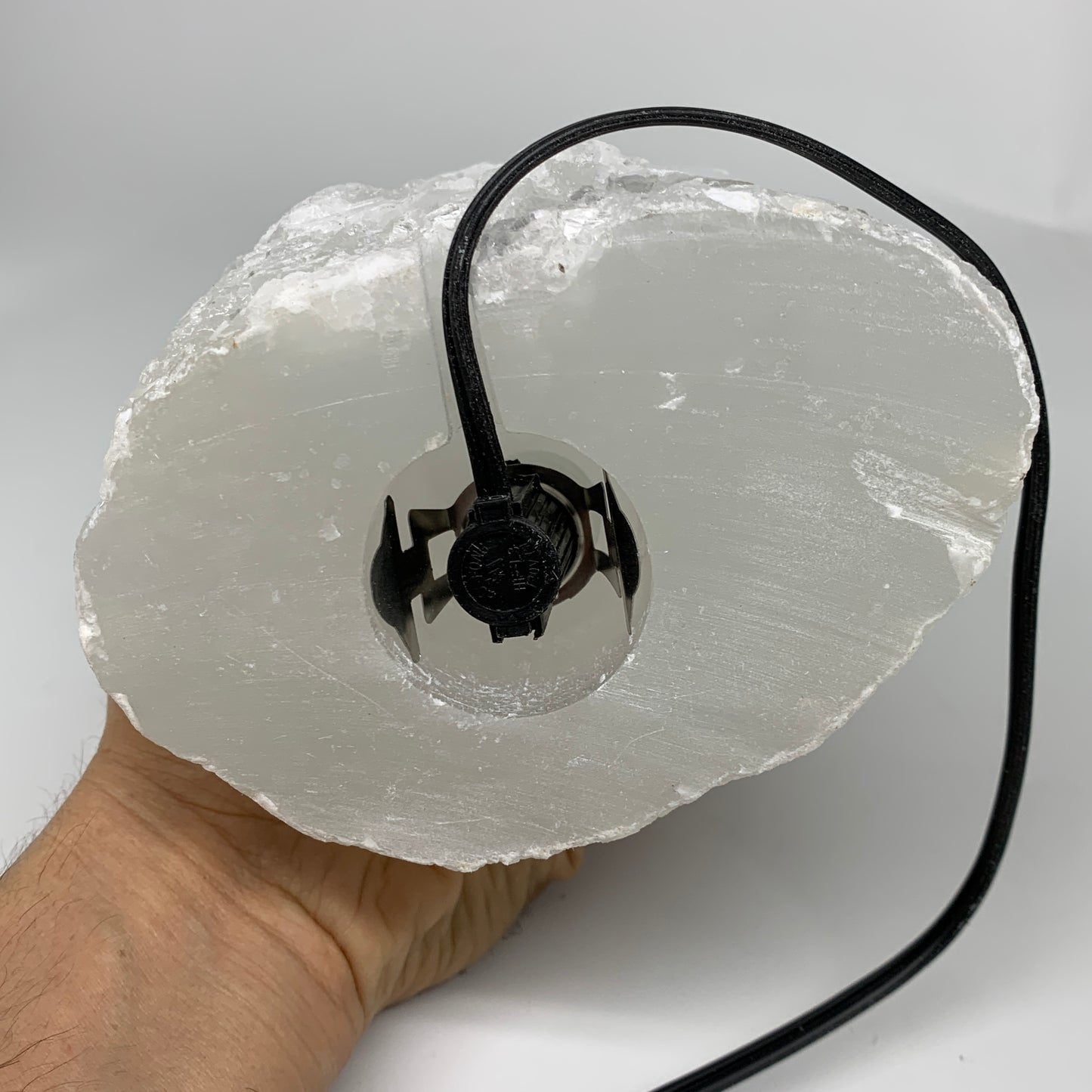 11.2 lbs, 13.7"x5.2"x3.8" Rough Selenite (Satin Spar) Lamp Tower W/Chord, B35759