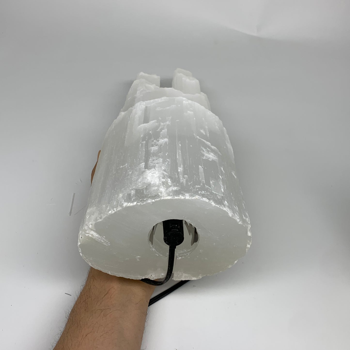 11.2 lbs, 13.7"x5.2"x3.8" Rough Selenite (Satin Spar) Lamp Tower W/Chord, B35759