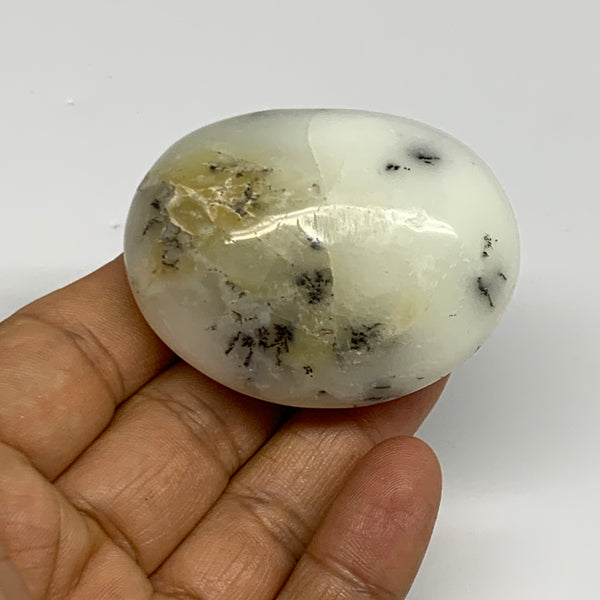 76.7g, 2.1"x1.7"x1.1", Dendrite Opal Palm-Stone Reiki Energy Crystal, B27820