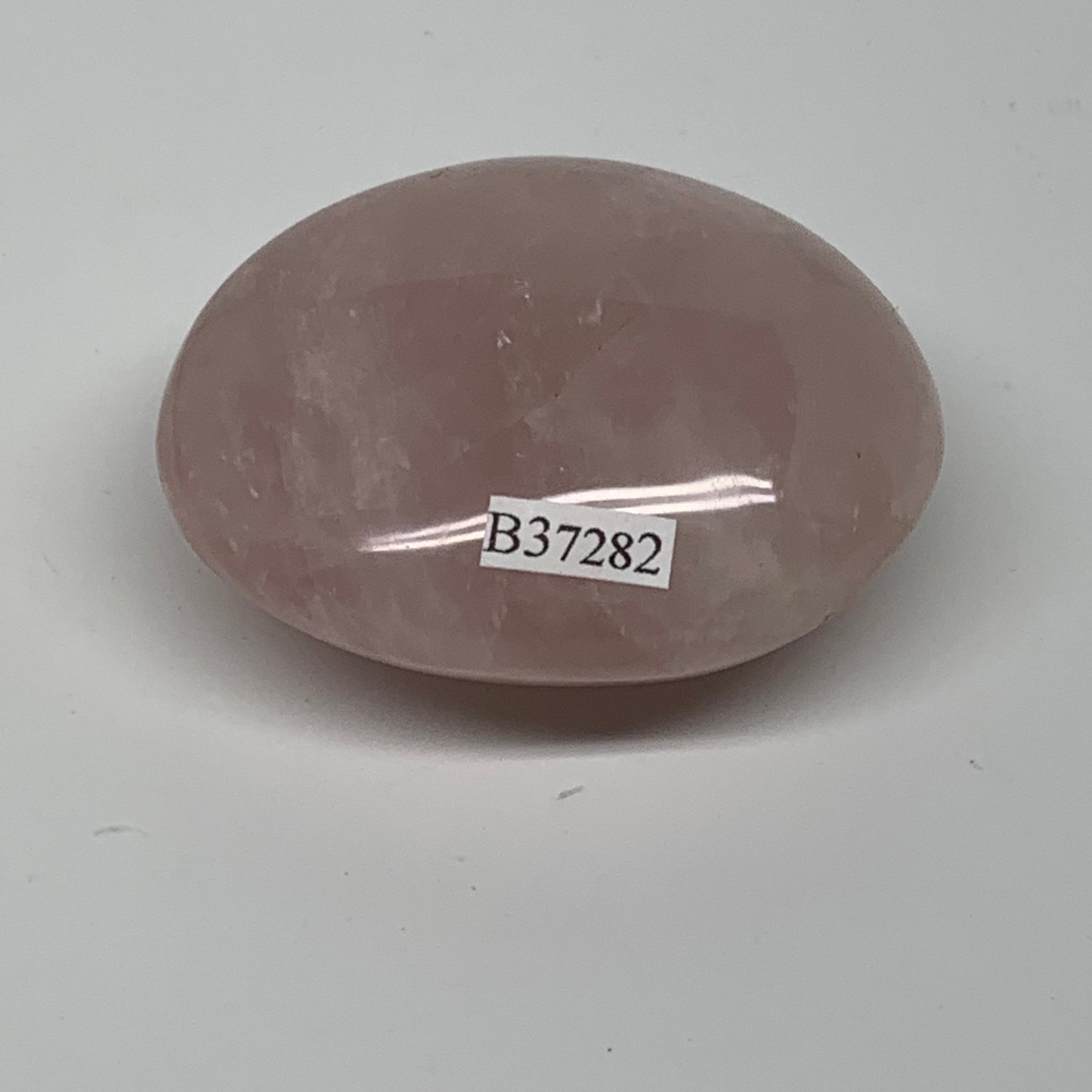 113.1g , 2.4"x1.9"x1.1", Natural Pink Rose Quartz Palm-stone Crystal, B37282