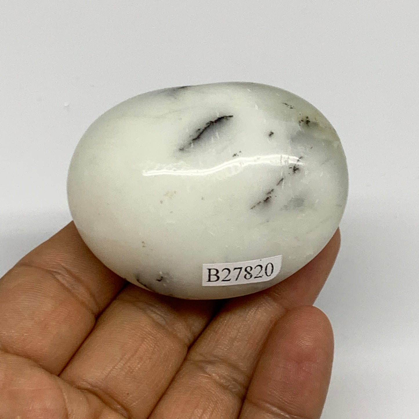 76.7g, 2.1"x1.7"x1.1", Dendrite Opal Palm-Stone Reiki Energy Crystal, B27820