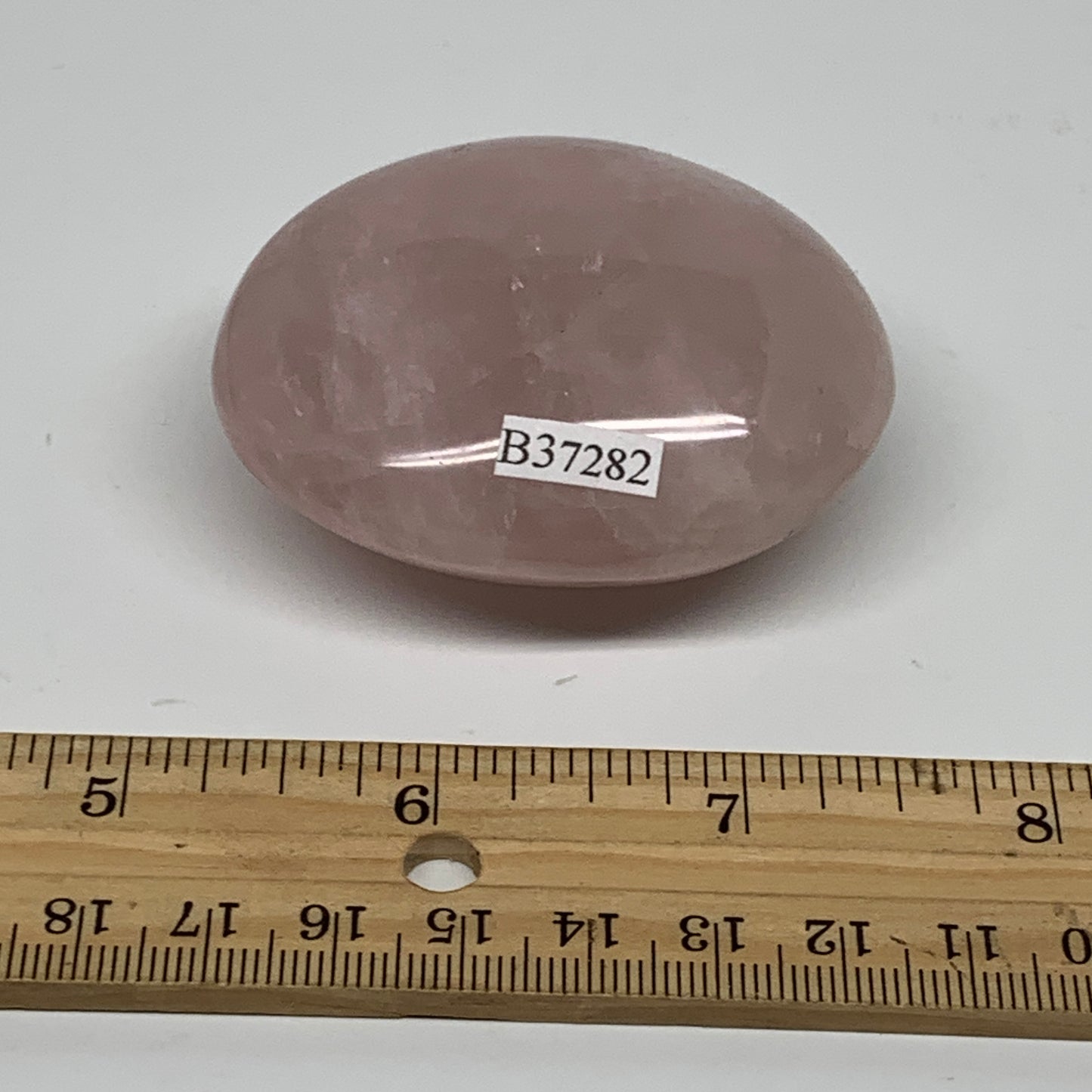 113.1g , 2.4"x1.9"x1.1", Natural Pink Rose Quartz Palm-stone Crystal, B37282