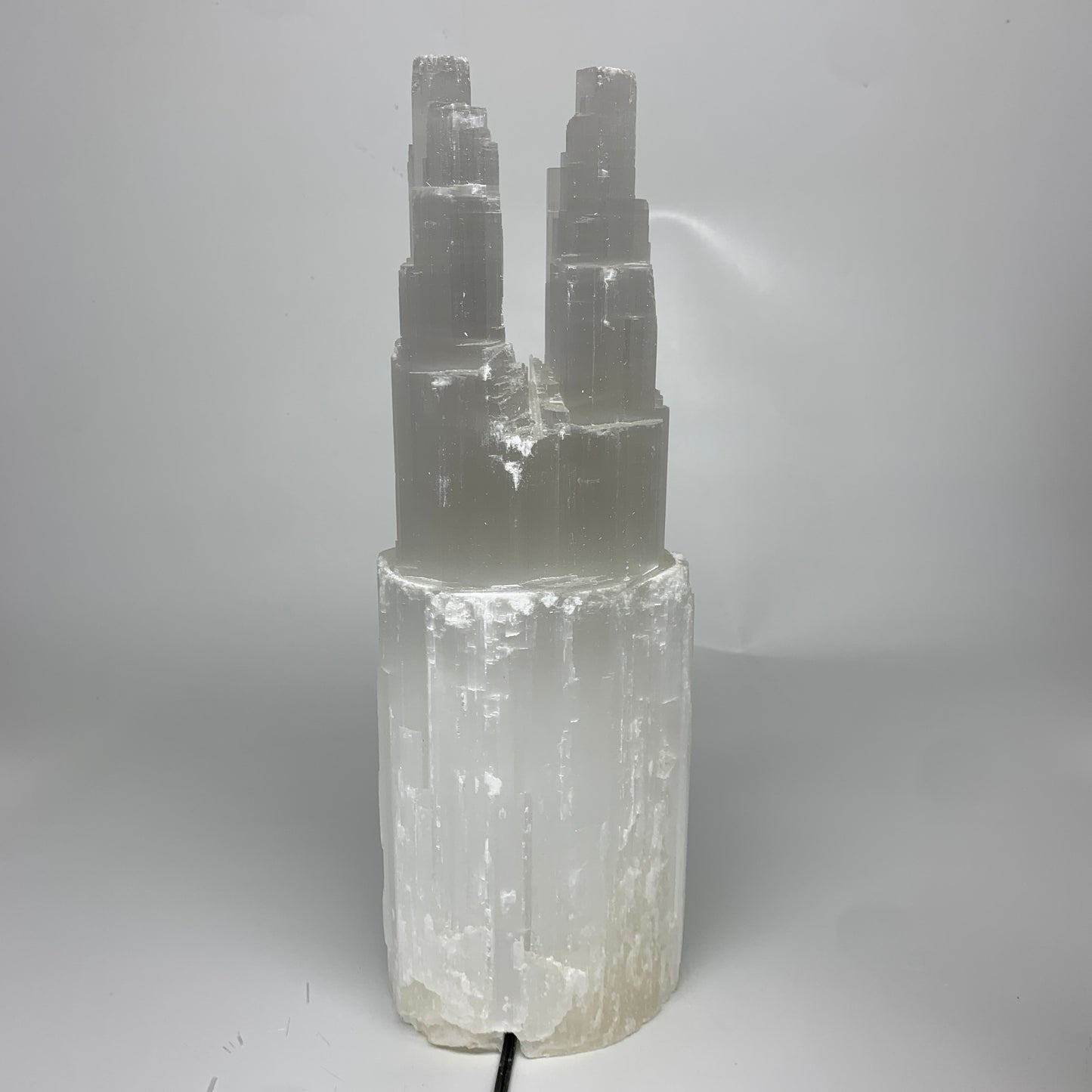 8.2 lbs, 13.5"x4.7"x3.4" Rough Selenite (Satin Spar) Lamp Tower W/Chord, B35760