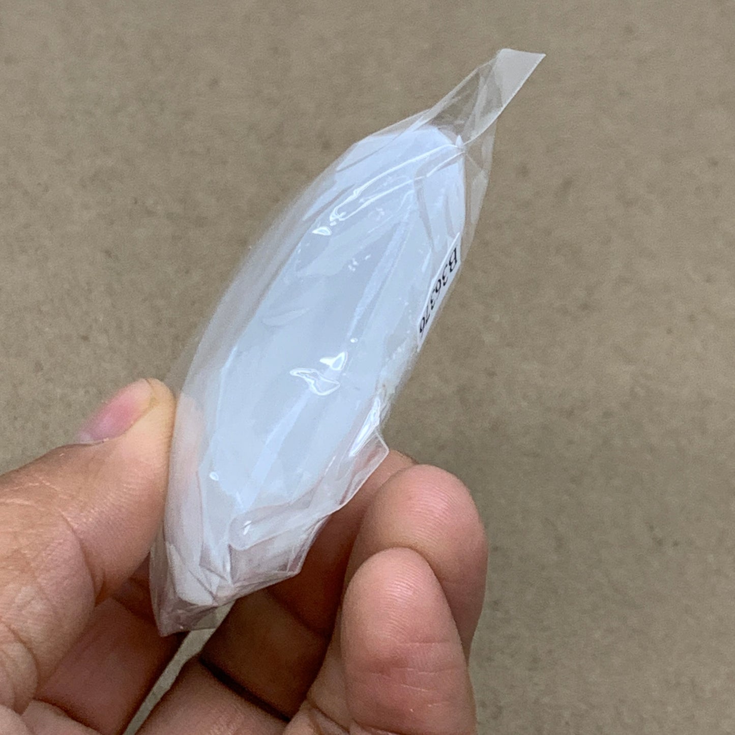 93g, 2.8"x1.9"x0.9", White Selenite Palmstone Crystal Pillow Reiki, B36376