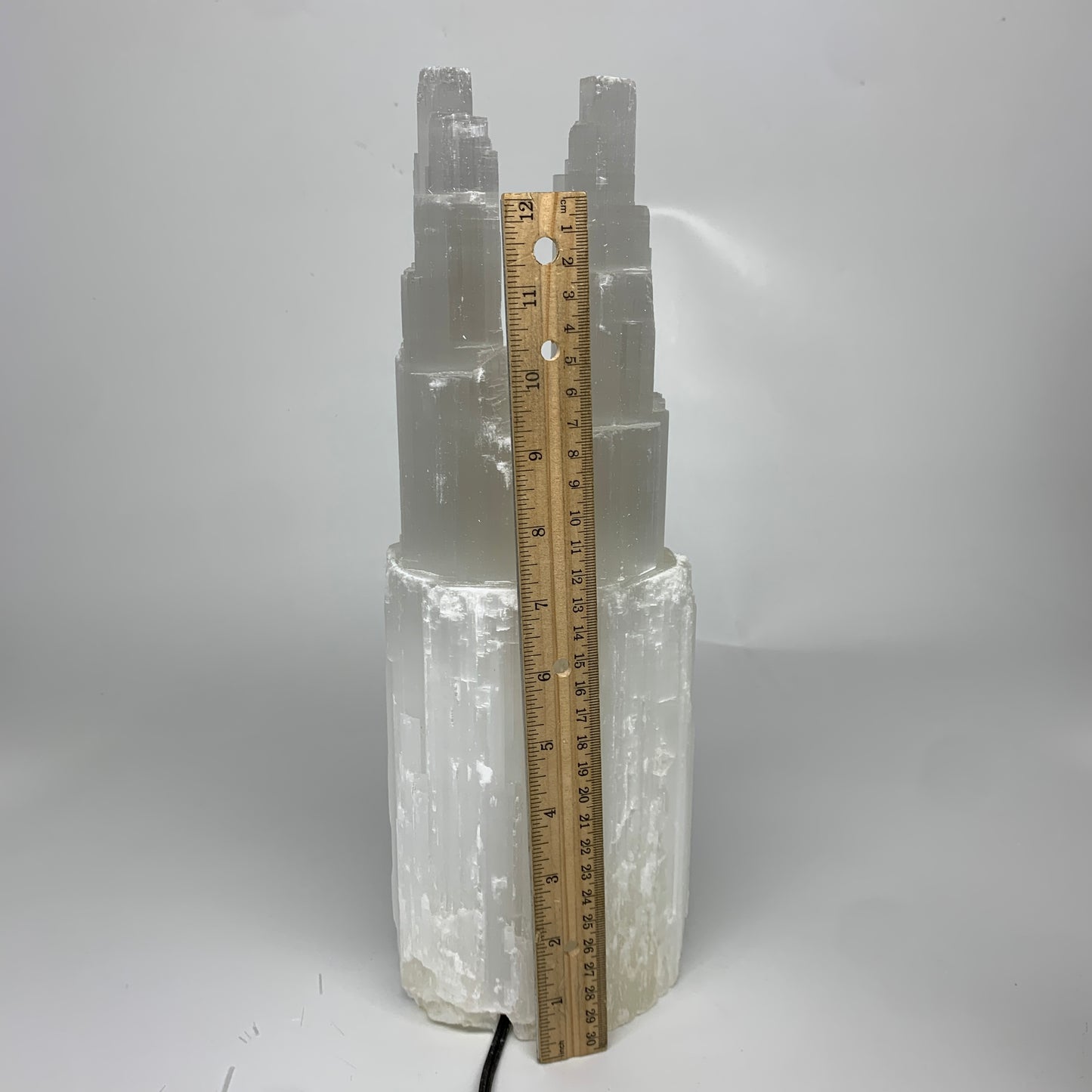 8.2 lbs, 13.5"x4.7"x3.4" Rough Selenite (Satin Spar) Lamp Tower W/Chord, B35760
